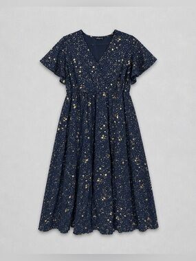 BloomChic Navy Midi Dress with Gold Star Print